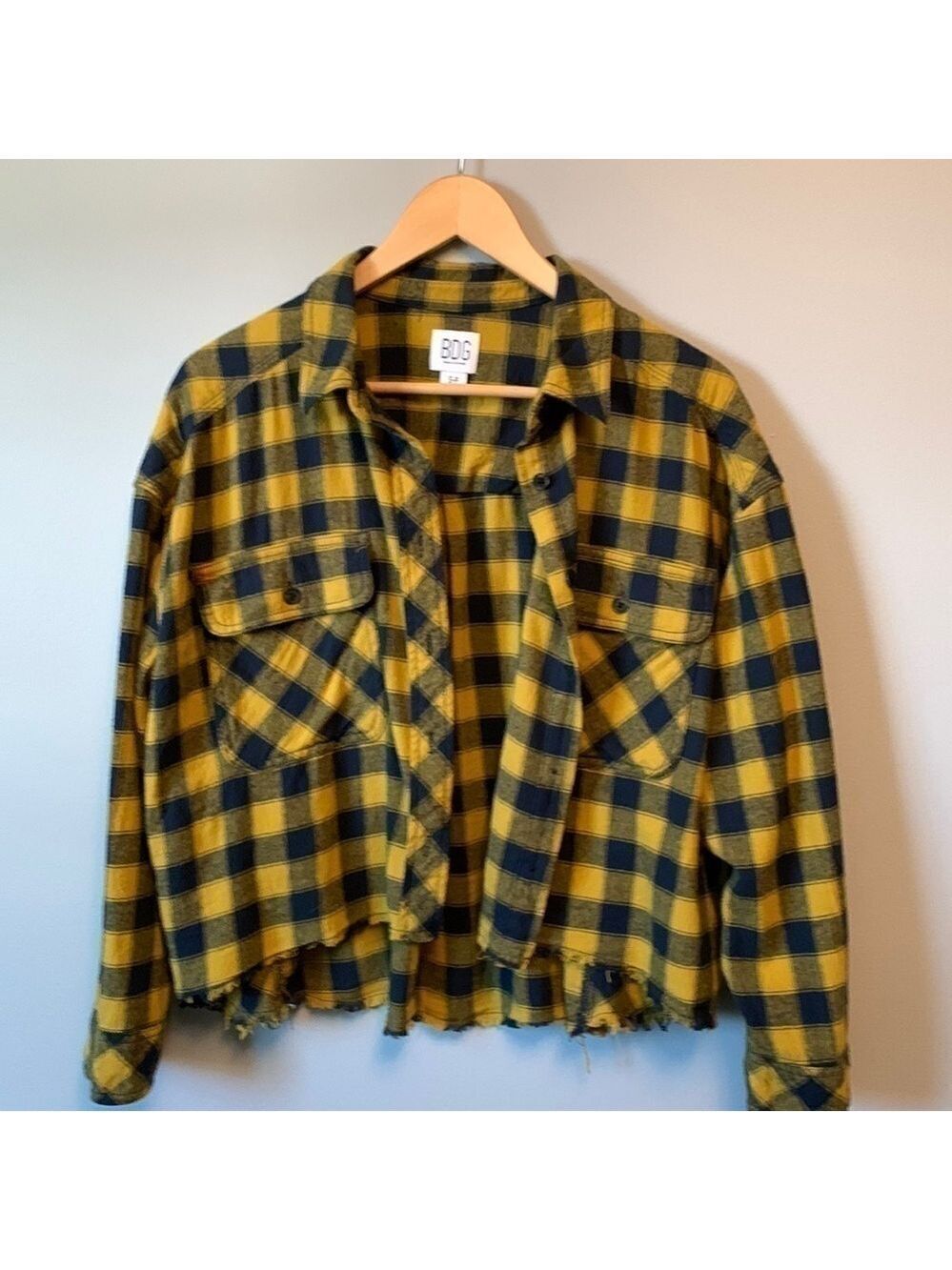 Urban Outfitters Cropped Flannel Button Down Shirt